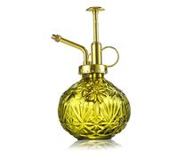 KoGiio Spruzzatore Nebulizzatore in Vetro per Piante, 240ml con Pompa Superiore Bottiglia Spray, Interni Vintage Classico Atomizzatore, per Fiori/Piante/Orchidee Bonsai Giallo verde+Testa spray dorata
