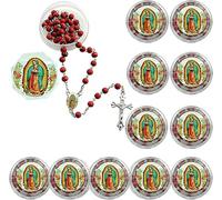KOGMMYSEVP 12 pz Virgen De Guadalupe profumato rosso e bianco rosario Comunione Comunione collana religiosa, 20inches
