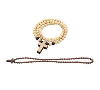 KOGMMYSEVP 2 collane da uomo in legno resistente con perline pendenti in colori naturali alla moda hip hop per un'atmosfera personale unica