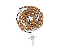 KOGMMYSEVP 2025 Collane Rosario in Legno Perline di Legno Buona Collana Rosario Pendenti Croce Cristo Gesù Pregare Religioso Gioielli, 19Inches