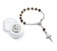 KOGMMYSEVP 2025 Nuovo Rosario in Legno Santiago Croce Box Set Cattolicesimo Religioso Preghiera Perline Rosari Braccialetto, 15cm