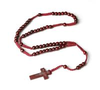 KOGMMYSEVP All'ingrosso Handmade Naturale Perline Rosario Collana con Croce e Gesù Ciondolo Cristiano Religioso Pregare Gioielli, 24inches
