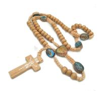 KOGMMYSEVP ChristReligious promozionale perline di legno fatto a mano corda di nylon rosario collana gioielli religiosi GERUSALEMME, cross