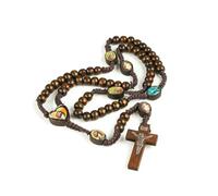KOGMMYSEVP ChristReligious promozionale perline di legno fatto a mano corda di nylon rosario collana gioielli religiosi GERUSALEMME, cross