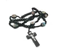 KOGMMYSEVP ChristReligious promozionale perline di legno fatto a mano corda di nylon rosario collana gioielli religiosi GERUSALEMME, cross