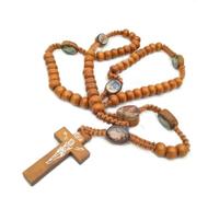 KOGMMYSEVP ChristReligious promozionale perline di legno fatto a mano corda di nylon rosario collana gioielli religiosi GERUSALEMME, cross