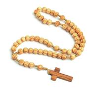 KOGMMYSEVP Collana con ciondolo a forma di croce rosario con perline di legno di fabbrica per donne e uomini religiosi gioielli di preghiera, 39.5cm