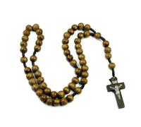 KOGMMYSEVP Collana con ciondolo a forma di croce rosario con perline di legno di fabbrica per donne e uomini religiosi gioielli di preghiera, 39.5cm