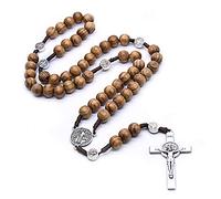 KOGMMYSEVP Collana con ciondolo a forma di crocifisso in resina fatta a mano, con ciondolo a forma di cuore, con scritta in lingua inglese "Vergine Maria Cattolica" e Gesù, per donne e uomini