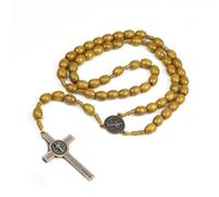 KOGMMYSEVP Collana con ciondolo a forma di Gesù santo in legno, rosario, da donna, da uomo, religiosa, con preghiera sacra Gerusalemme, 46cm+16cm