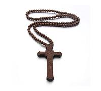 KOGMMYSEVP Collana con ciondolo in legno con perline di legno, collana religiosa per donne e uomini, credente, preghiera, battesimo