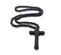 KOGMMYSEVP Collana con ciondolo in legno con perline di legno, collana religiosa per donne e uomini, credente, preghiera, battesimo