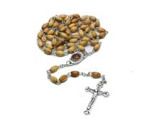 KOGMMYSEVP Collana con rosario ovale in legno di pino, per preghiera religiosa [legno]