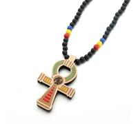 KOGMMYSEVP Collana da uomo con ciondolo a forma di croce in legno egiziano, alla moda, stile religioso, rosario, gioiello da uomo, 90cm