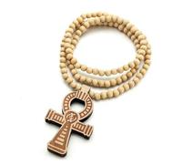 KOGMMYSEVP Collana da uomo con ciondolo a forma di croce in legno egiziano, alla moda, stile religioso, rosario, gioiello da uomo, 90cm