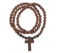 KOGMMYSEVP Collana da uomo in stile vintage, rosario con perline in legno, accessorio alla moda hip hop per uomo