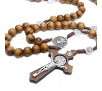 KOGMMYSEVP Collana di perline del rosario della croce di legno della fabbrica,collana dei branelli del, cross