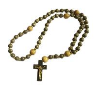 KOGMMYSEVP Collana di perline di legno del rosario di modo con il pendente della croce, catena del rosario