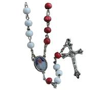 KOGMMYSEVP Collana rosario Anno Giubileo Papa Francesco con perline in legno profumato rosa, 18inches