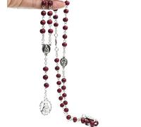 KOGMMYSEVP Collana rosario con ciondolo a forma di croce con sette modi di amarezza con perline di legno profumate all'ingrosso, 18inches