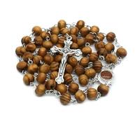 KOGMMYSEVP Collana rosario in legno di pino con croce in legno di preghiera perline per chiesa promozione Reilgious, 24inches