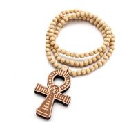 KOGMMYSEVP Colorful Bling, ciondolo africano egiziano Ankh fatto a mano con perline di legno di protezione copta Ankh collana religiosa hip hop gioielli per uomo donna