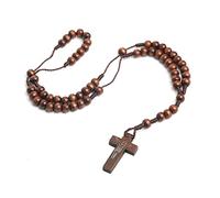 KOGMMYSEVP Colorful Bling, collana con ciondolo a forma di rosario religioso, realizzato a mano, con perline in legno naturale