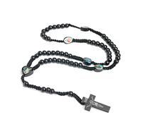 KOGMMYSEVP Colorful Bling, collana con ciondolo a forma di rosario religioso, realizzato a mano, con perline in legno naturale