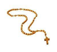 KOGMMYSEVP Croce Gesù Nostra Signora di Maria collana di perline di preghiera, catena di perline di legno, ornamento religioso, 78cm