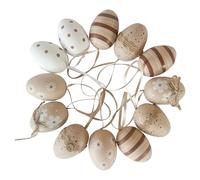 KOGMMYSEVP Decorazione pasquale, confezione da 12 uova di Pasqua da appendere, decorazione per uova di Pasqua, uova di polistirolo, uova di Pasqua da appendere, ornamento marrone bianco per cesti