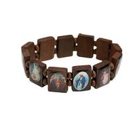 KOGMMYSEVP Gioielli in legno naturale Cristiano Gesù Fede Rosario Braccialetto Religioso Gioielli Bracciali a Mano All'ingrosso, 17cm