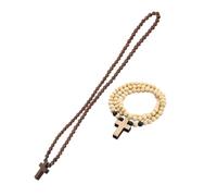 KOGMMYSEVP Hip-hop - Collana alla moda in legno da uomo, con perline di preghiera cristiana, senza tempo, alla moda