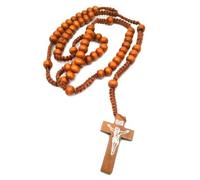 KOGMMYSEVP Più economico rosario di legno perline collana croce classi promozione religiosa, 19.5inches