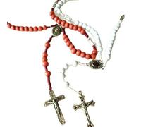 KOGMMYSEVP Rosari a croce in legno profumato rosario rosso e bianco cristiano regolabile Saint Rose, 24inches