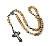 KOGMMYSEVP Rosari all'ingrosso Religiosi Perline di Legno Vergine Maria Croce Handmade Gesù Ciondolo Rosario Gioielli, 18inches