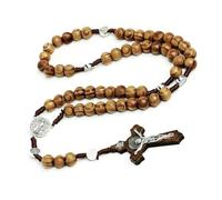 KOGMMYSEVP Rosari all'ingrosso Religiosi Perline di Legno Vergine Maria Croce Handmade Gesù Ciondolo Rosario Gioielli, 18inches