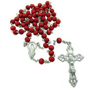 KOGMMYSEVP Rosario alla moda in legno con perline di preghiera Maria Crocifisso Pendenti per Chiesa cattolicesimo religioso