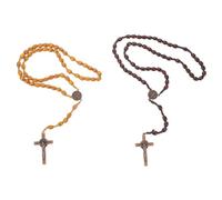 KOGMMYSEVP Rosario cattolico con 2 collane: rosario con perline in legno e perline di preghiera cattoliche fatte a mano, per feste religiose e preghiere
