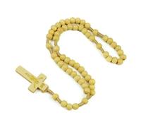 KOGMMYSEVP Rosario colorato 7 * 8 mm perline di legno rotonde preghiera religiosa ciondolo croce rosario gioielli fatti a mano, 12inches