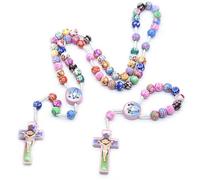 KOGMMYSEVP Rosario colorato fatto a mano per bambini, rosario con croce sacra e croce, Religious