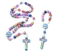 KOGMMYSEVP Rosario colorato fatto a mano per bambini, rosario con croce sacra e croce, Religious