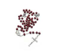 KOGMMYSEVP Rosario con croce in legno rosso rosario cristiano religioso regalo rosario rosario, 71cm