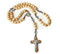 KOGMMYSEVP Rosario Crocifisso Gioielli Religiosi Santa Croce Pendente Gesù 10mm Perline di Legno Fatti A Mano Rosari All'ingrosso
