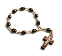 KOGMMYSEVP Rosario di decennio della treccia di colore marrone del braccialetto delle perle di legno del braccialetto di perline di preghiera all'ingrosso, catholic