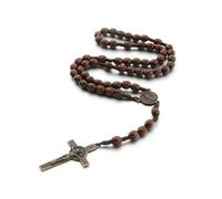 KOGMMYSEVP Rosario di legno fatto a mano poco costoso,rosari personalizzati della collana di filo dei branelli di legno, 18inches