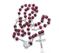 KOGMMYSEVP Rosario in legno collana croce antico argento cattolicesimo religioso preghiera perline [legno]