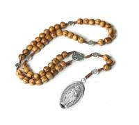 KOGMMYSEVP Rosario in legno crocifisso collana cattolicesimo religioso rosario preghiera perline croce cristiana gioielli Gesù Cristo
