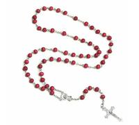 KOGMMYSEVP Rosario in legno rosso 6 mm rosario con collana a forma di croce al profumo di rosa, Cross