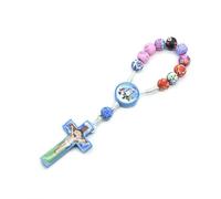KOGMMYSEVP Rosario per bambini con perline colorate in argilla polimerica, collana e braccialetto con croce sacra