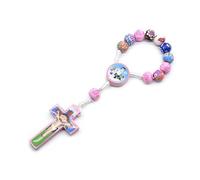 KOGMMYSEVP Rosario per bambini con perline colorate in argilla polimerica, collana e braccialetto con croce sacra